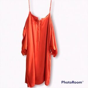 Free Bird Orange Boho style Lace dress Cold shoulder bell sleeves